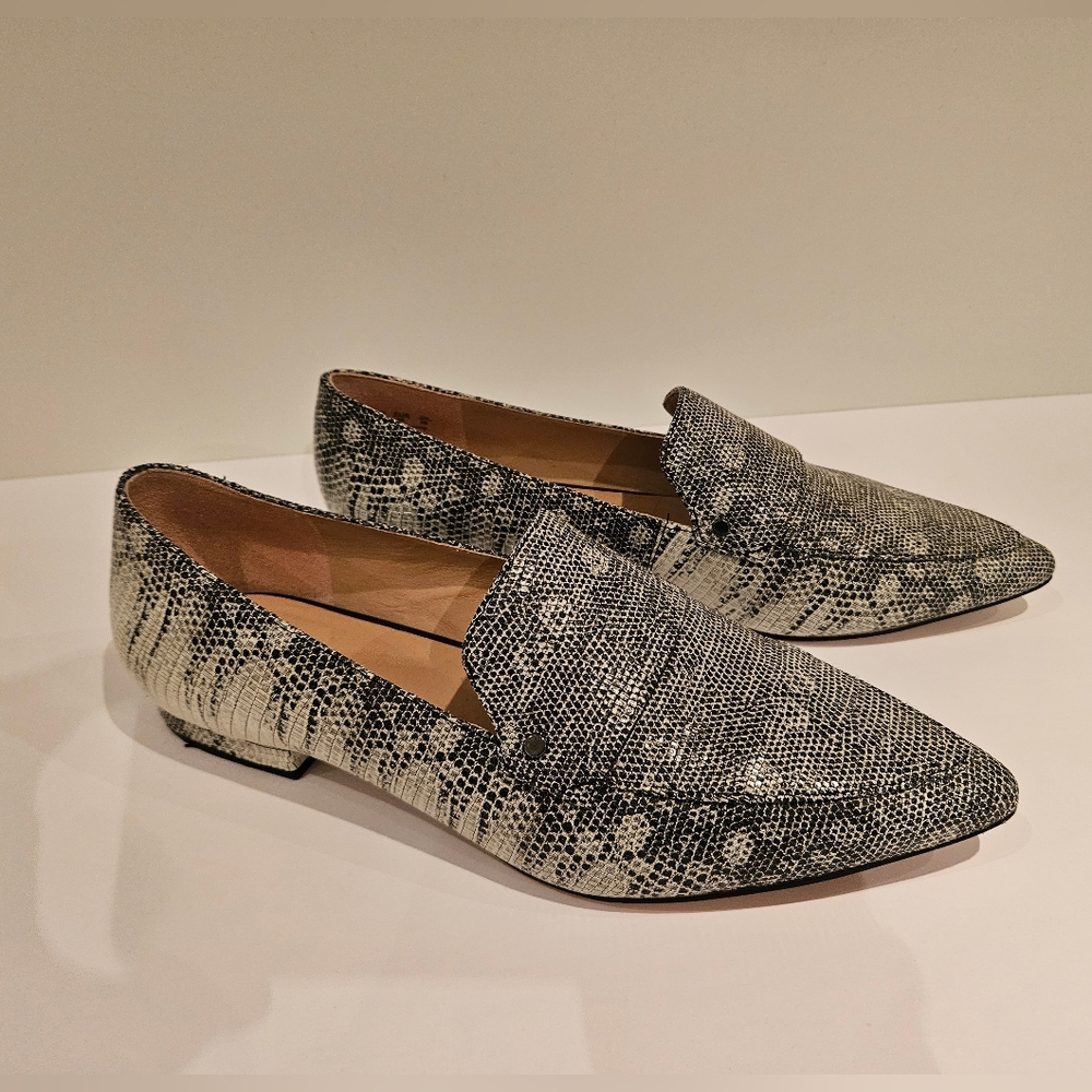 Skin print leather loafers size 9. Never worn